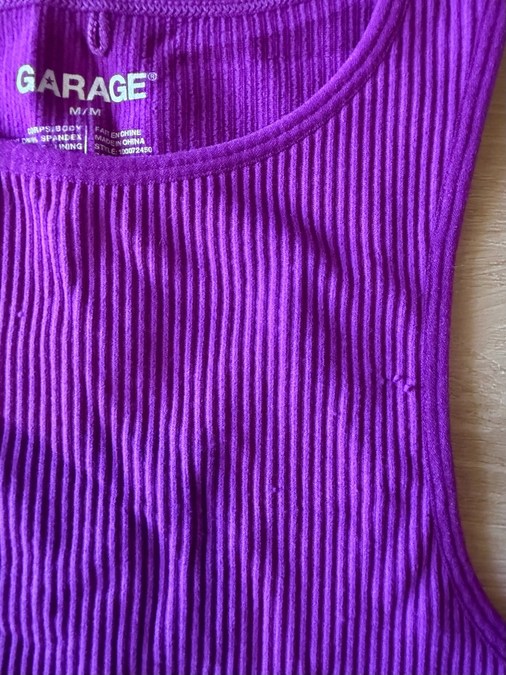 Garage Bright Purple Ribbed Racer Crop Tank Top Size M - Picture 5 of 5
